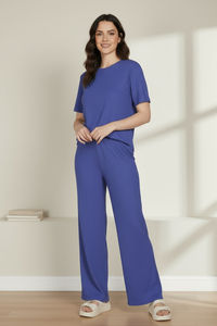 Zivame 2 Mile Fashion Knit Poly Loungewear Set - Iris Bloom — thumbnail 3